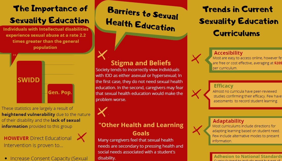 Pamphlet design on subject of importance of sexuality education across levels of cognitive capability.
