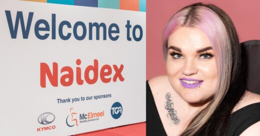 Welcome to Naidex sign beside headshot of Hot Octopuss's Kelly Gordon.