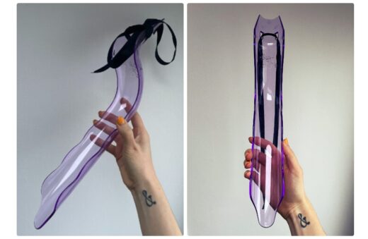 Two sideview angles of the WaterSlyde by Lovability in purple.