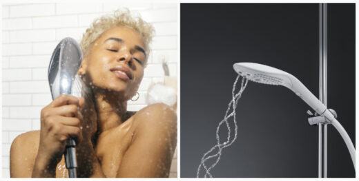 Womanizer wave shower head masturbator two images model and shower sex toy